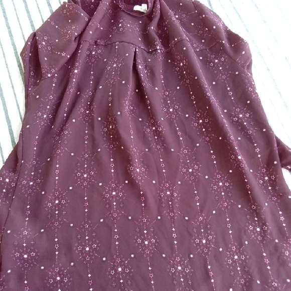 Womans L Maurices Red Relaxed 3/4 Sleeve Mandarin Collar Blouse Celestial - Picture 4 of 5